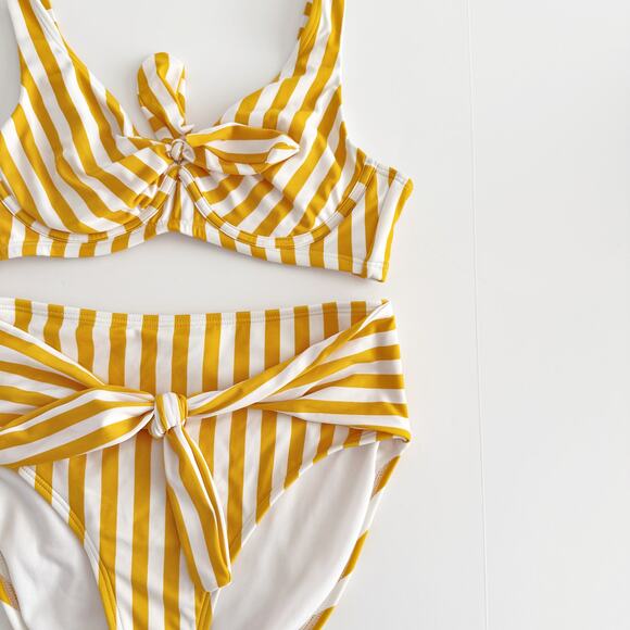 [Gabifresh x Swimsuits For All] Striped Yellow High Waisted Bikini Size 10 D/DD - Picture 6 of 10
